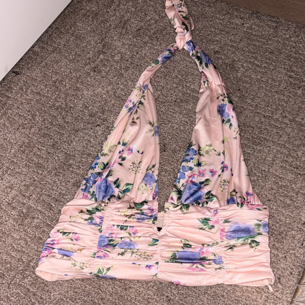 Floral Pink and Purple Women's Crop Top